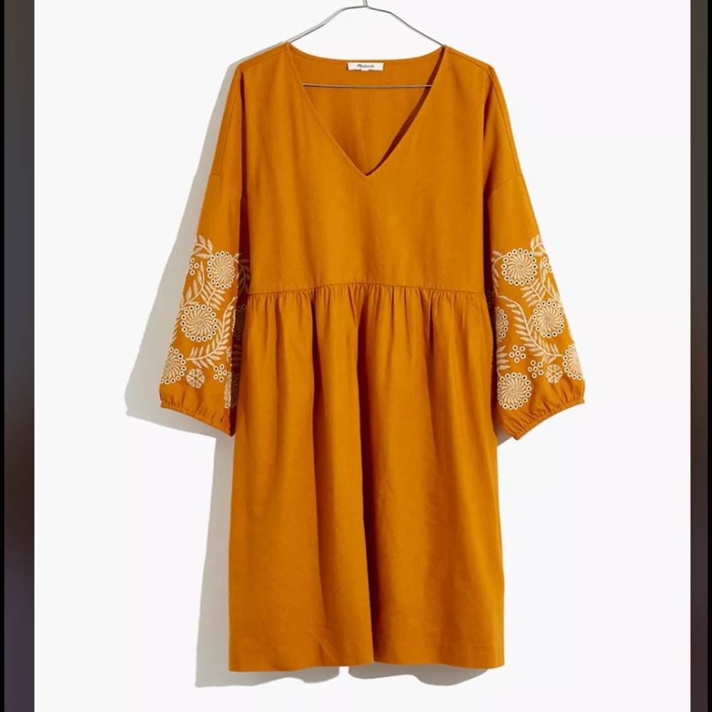 NWT | Embroidered-Sleeve Popover Dress